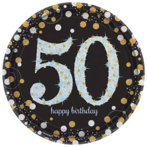 Picture of 50TH GOLD CELEBRATION PAPER PLATES X8